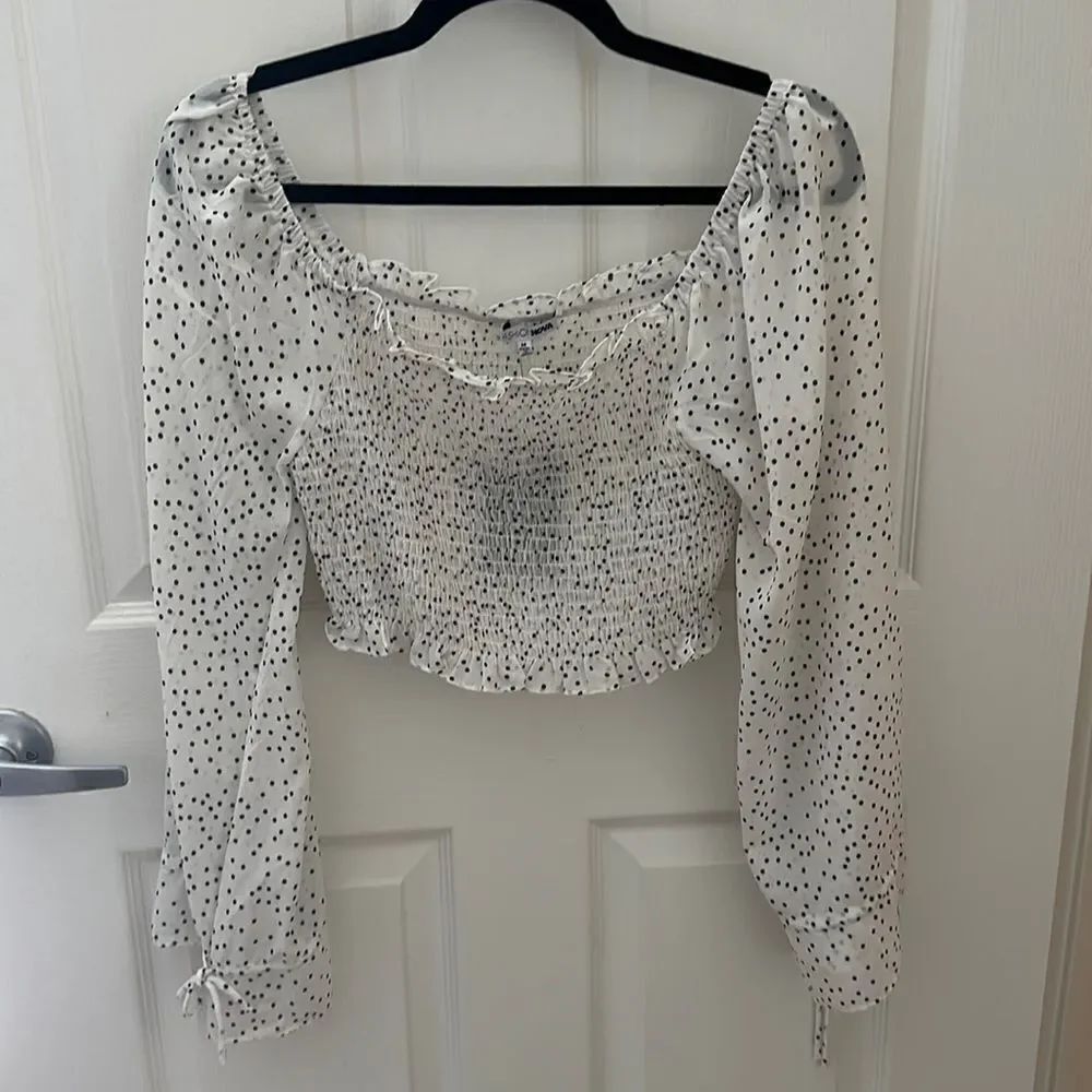 Fashion Nova Polly Smocked Crop Top, Polka Dot